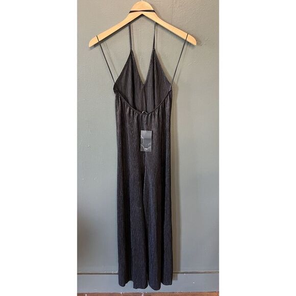Zara Womens Sleeveless Black Long Flowy Slip Dress Size Large NWT - Picture 2 of 3